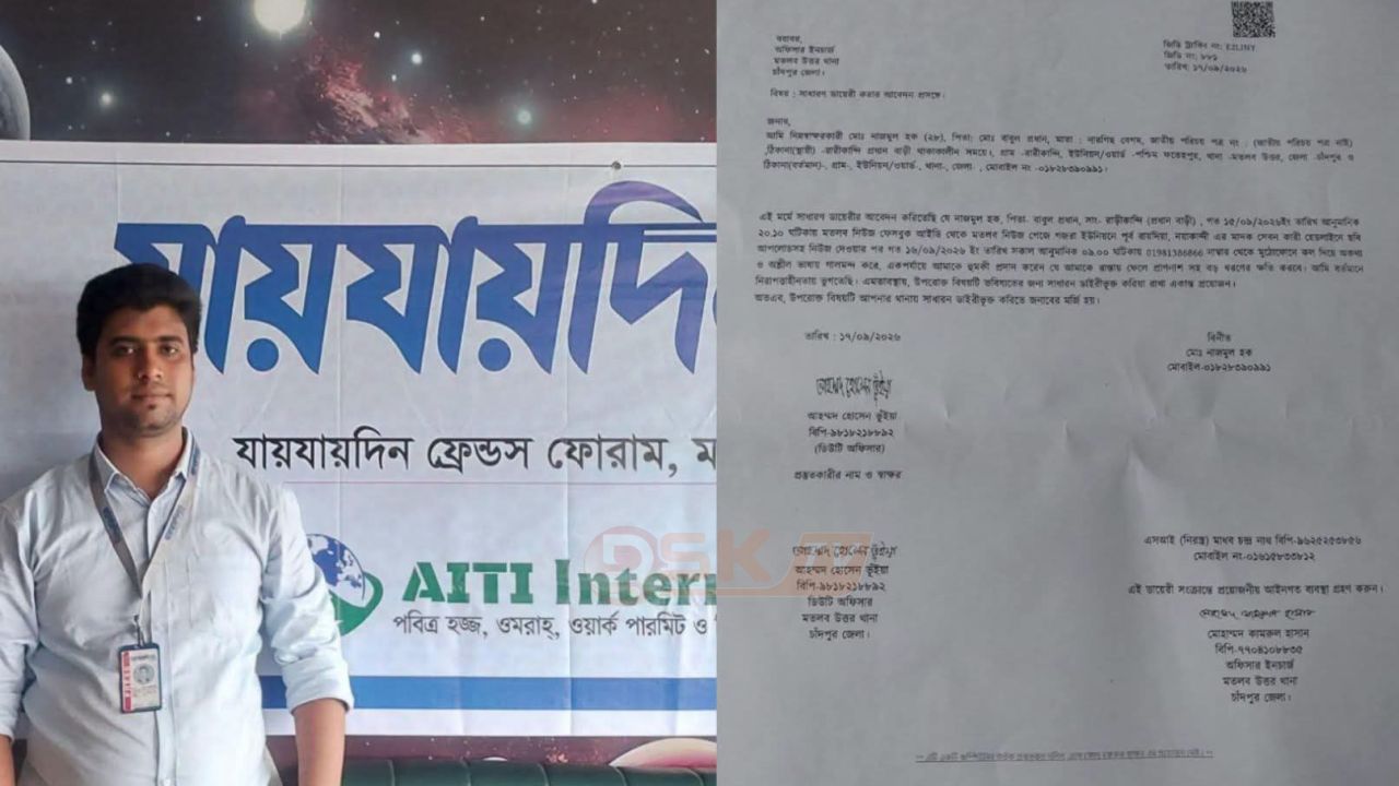 মাদ'কের বিরুদ্ধে সংবাদ প্রকাশ করায় দৈনিক যায়যায়দিনের মতলব প্রতিনিধিকে প্রাণনাশের হুমকি 